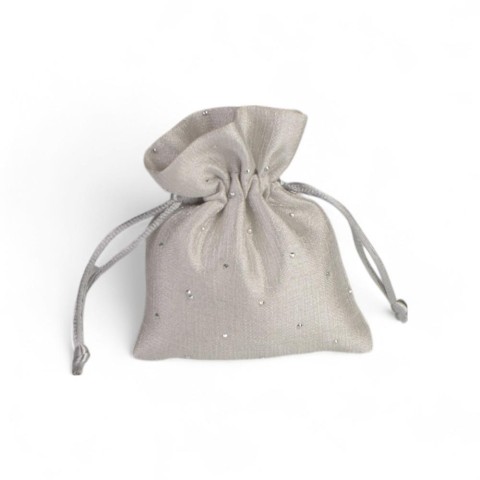 SACCHETTO GRIGIO PC STRASS 8X10CM